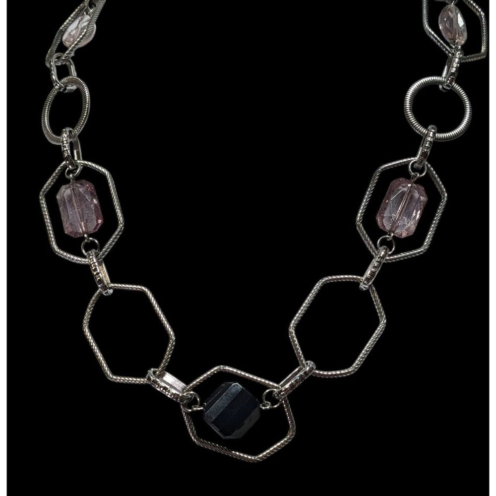 Lia Sophia Vault Black And Lavender Gemmed Chain Necklace - Picture 4 of 5